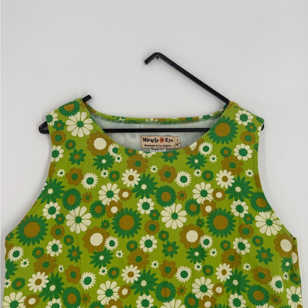 Miracle Eye Melody Mini Handmade Dress In Green Daisy